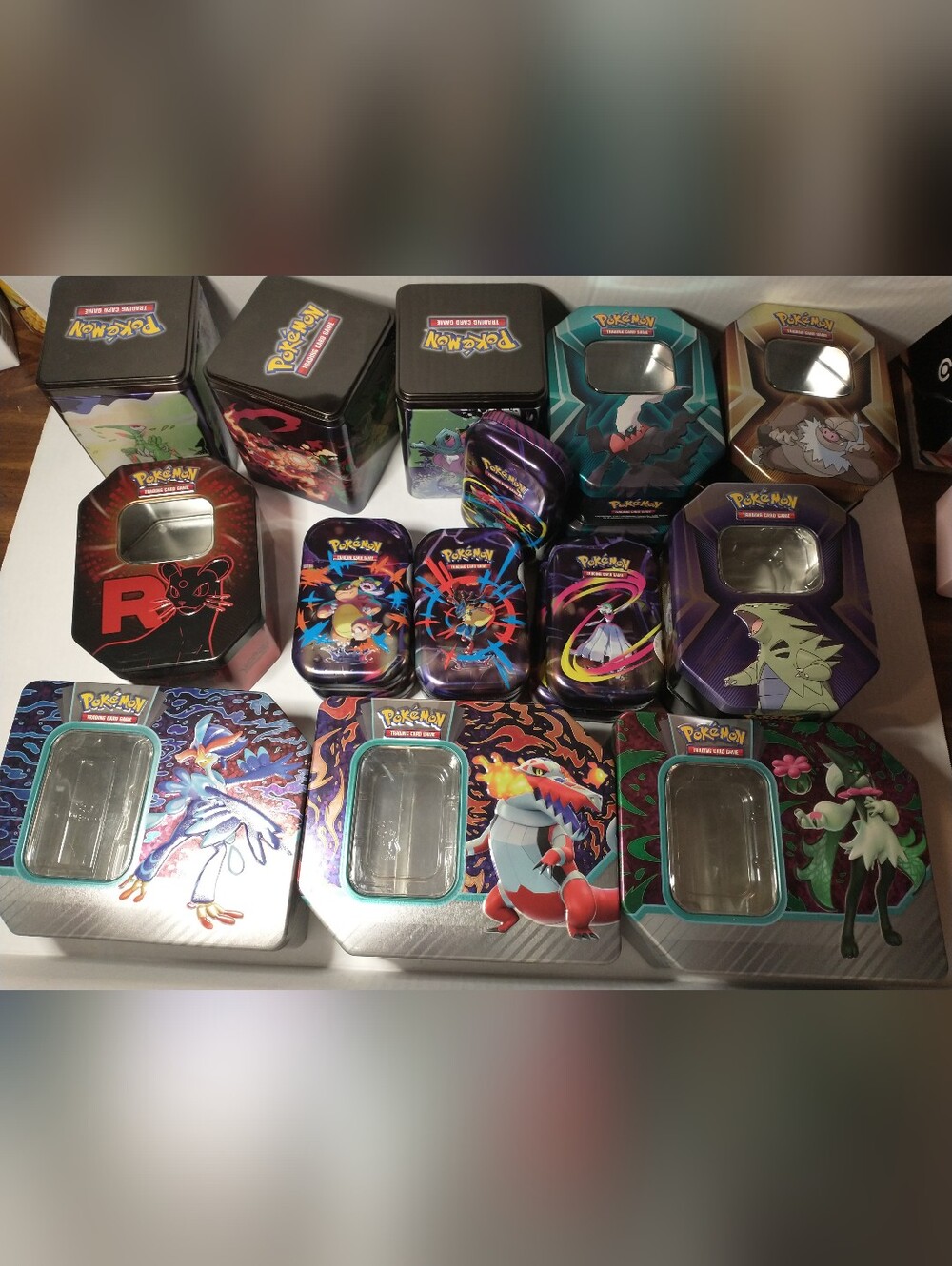 Pokemon TCG Card Poke Tins, Lot of 20, Various Styles Sizes Empty, No Cards